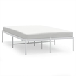 vidaXL Rectangular Powder-Coated Steel Full Bed Frame in White