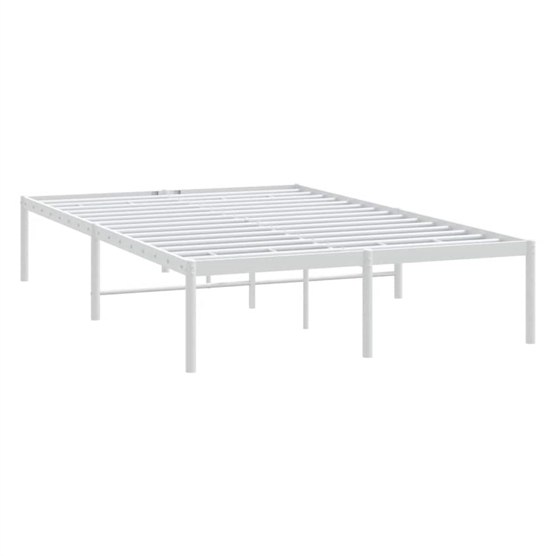 vidaXL Rectangular Powder-Coated Steel Full Bed Frame in White