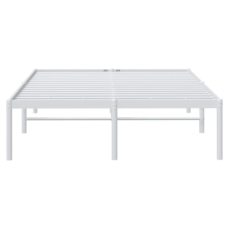 vidaXL Rectangular Powder-Coated Steel Full Bed Frame in White