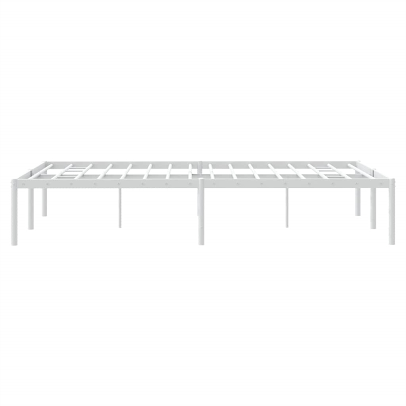 vidaXL Rectangular Powder-Coated Steel Full Bed Frame in White