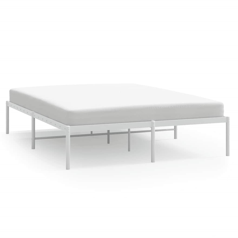vidaXL Powder-Coated Steel King Size Bed Frame in White