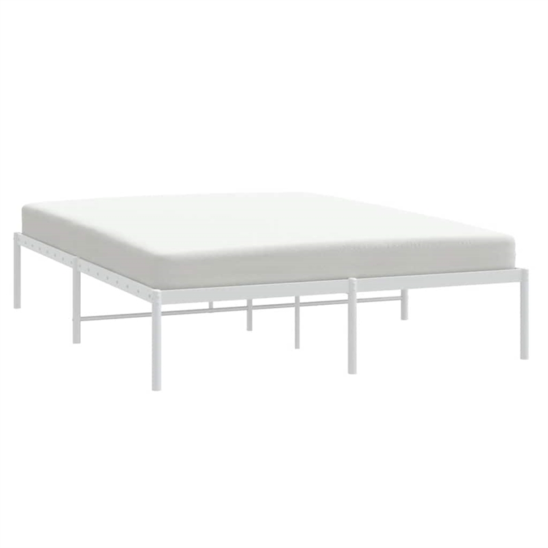 vidaXL Powder-Coated Steel King Size Bed Frame in White