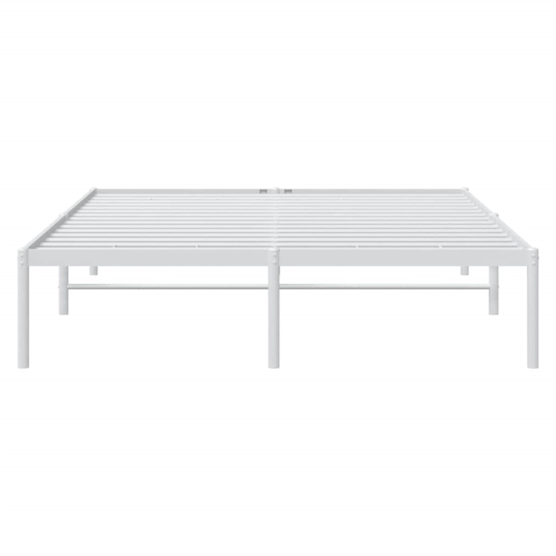 vidaXL Powder-Coated Steel King Size Bed Frame in White