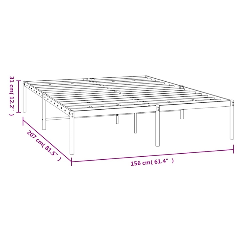 vidaXL Powder-Coated Steel King Size Bed Frame in White