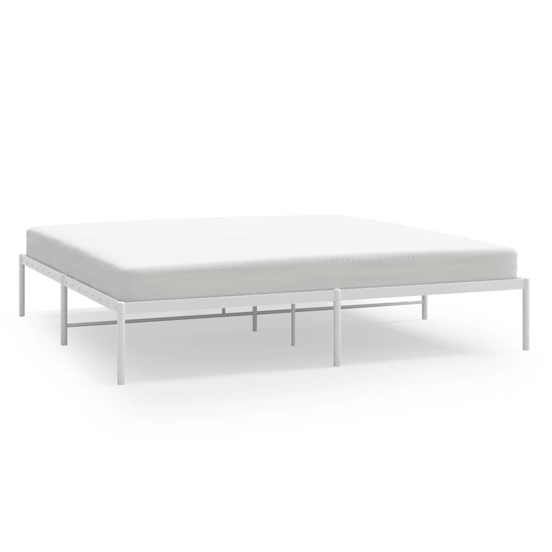 vidaXL Powder-Coated Steel Cal King/Double Size Bed Frame in White