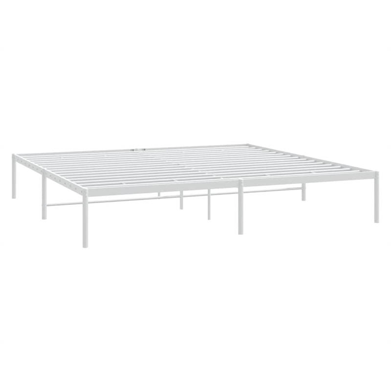 vidaXL Powder-Coated Steel Cal King/Double Size Bed Frame in White