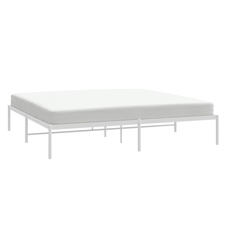 vidaXL Powder-Coated Steel Cal King/Double Size Bed Frame in White