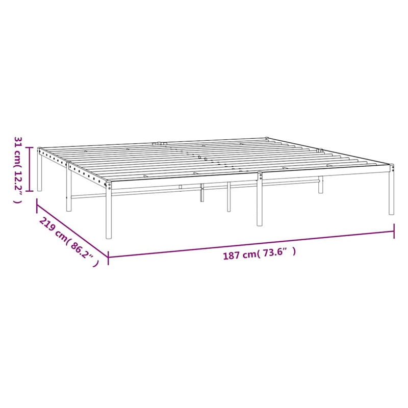 vidaXL Powder-Coated Steel Cal King/Double Size Bed Frame in White
