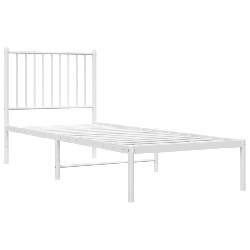 vidaXL Rectangular Small Steel Single Bed Frame in White