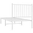 vidaXL Rectangular Small Steel Single Bed Frame in White
