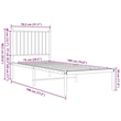 vidaXL Rectangular Small Steel Single Bed Frame in White