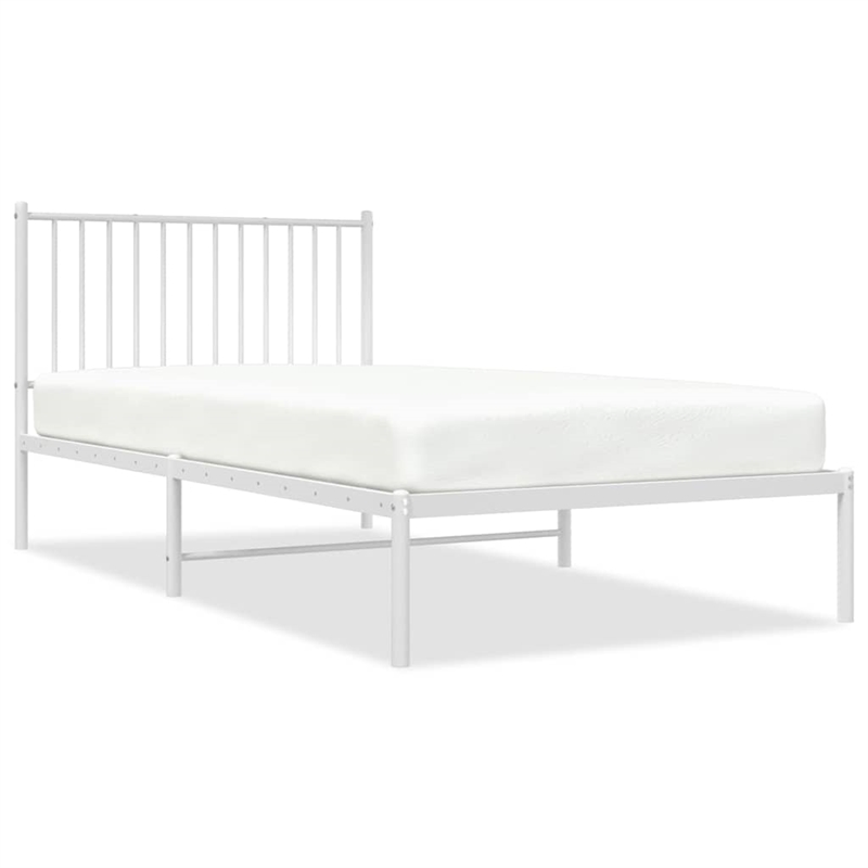 vidaXL 39.4 x 78.7 Powder-Coated Steel Bed Frame in White