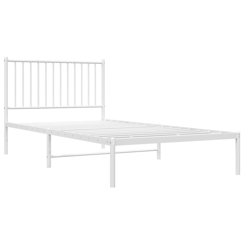 vidaXL 39.4 x 78.7 Powder-Coated Steel Bed Frame in White