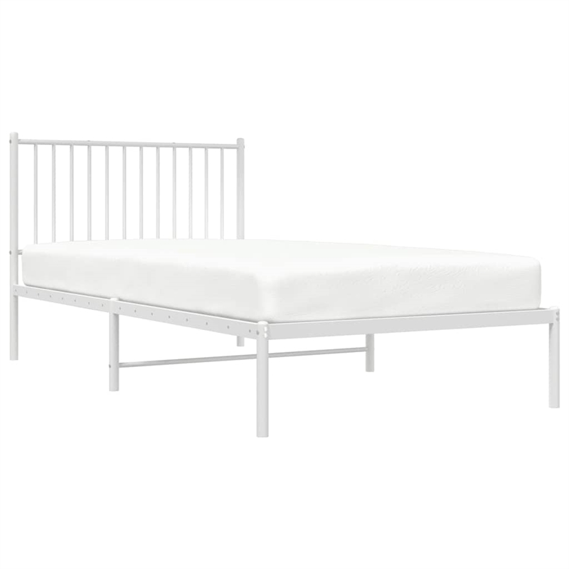 vidaXL 39.4 x 78.7 Powder-Coated Steel Bed Frame in White