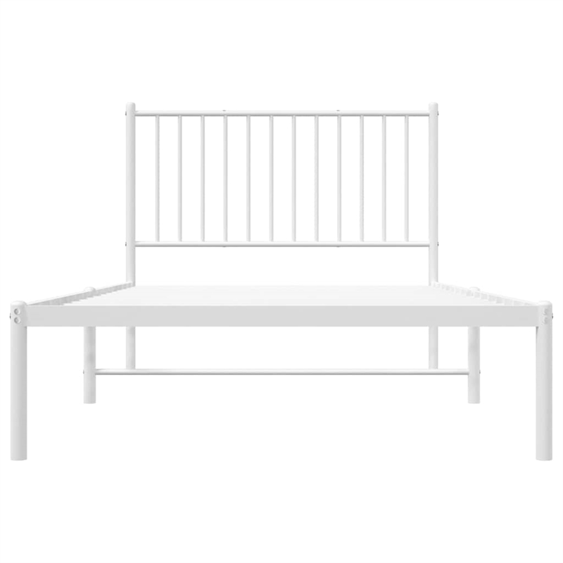 vidaXL 39.4 x 78.7 Powder-Coated Steel Bed Frame in White