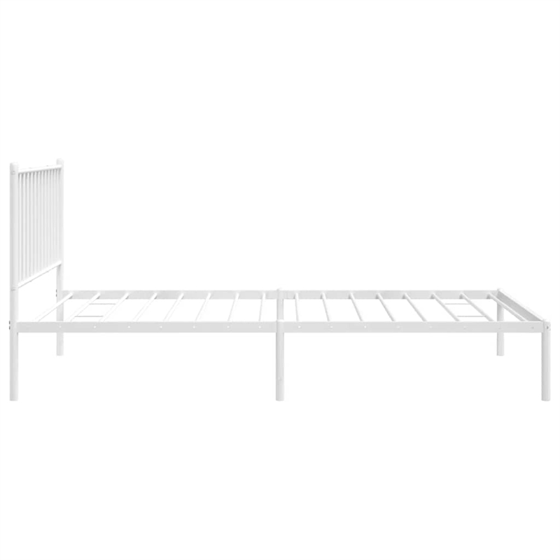vidaXL 39.4 x 78.7 Powder-Coated Steel Bed Frame in White