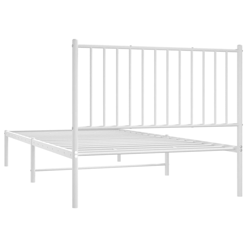 vidaXL 39.4 x 78.7 Powder-Coated Steel Bed Frame in White