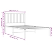 vidaXL 39.4 x 78.7 Powder-Coated Steel Bed Frame in White