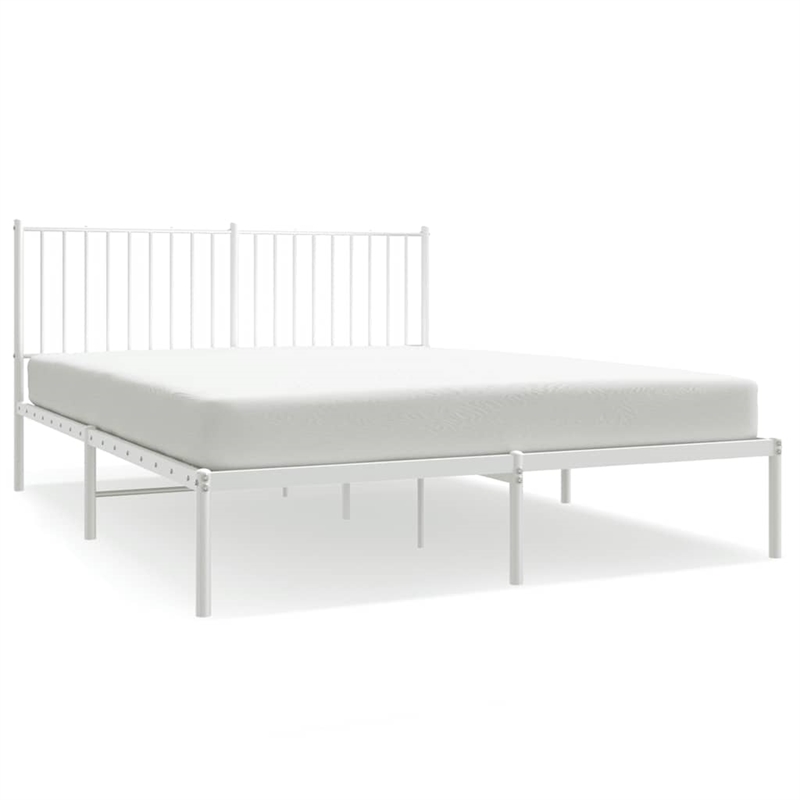 vidaXL Powder-Coated Steel King Size Bed Frame in White