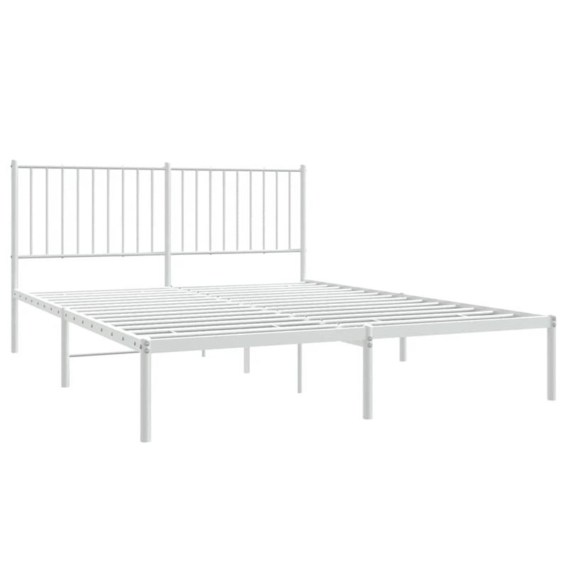 vidaXL Powder-Coated Steel King Size Bed Frame in White