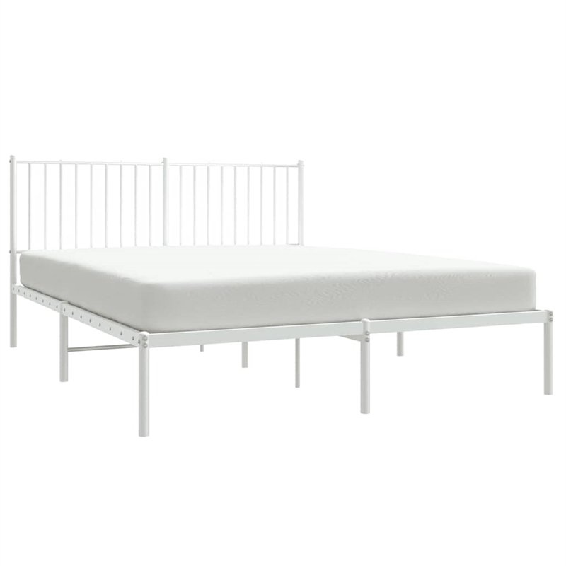 vidaXL Powder-Coated Steel King Size Bed Frame in White