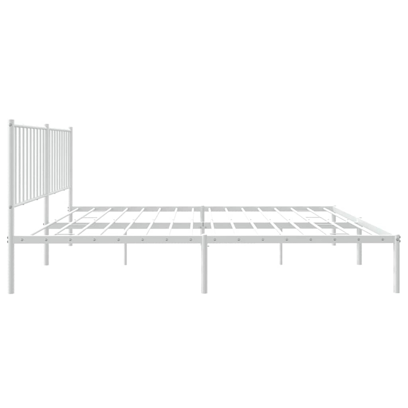 vidaXL Powder-Coated Steel King Size Bed Frame in White
