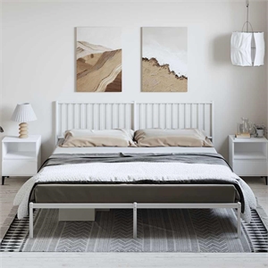 vidaXL Powder-Coated Steel Cal King/Double Bed Frame in White