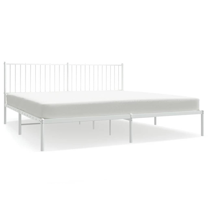 vidaXL 76 X 80 Powder-Coated Steel Bed Frame in White