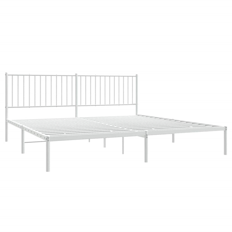 vidaXL 76 X 80 Powder-Coated Steel Bed Frame in White