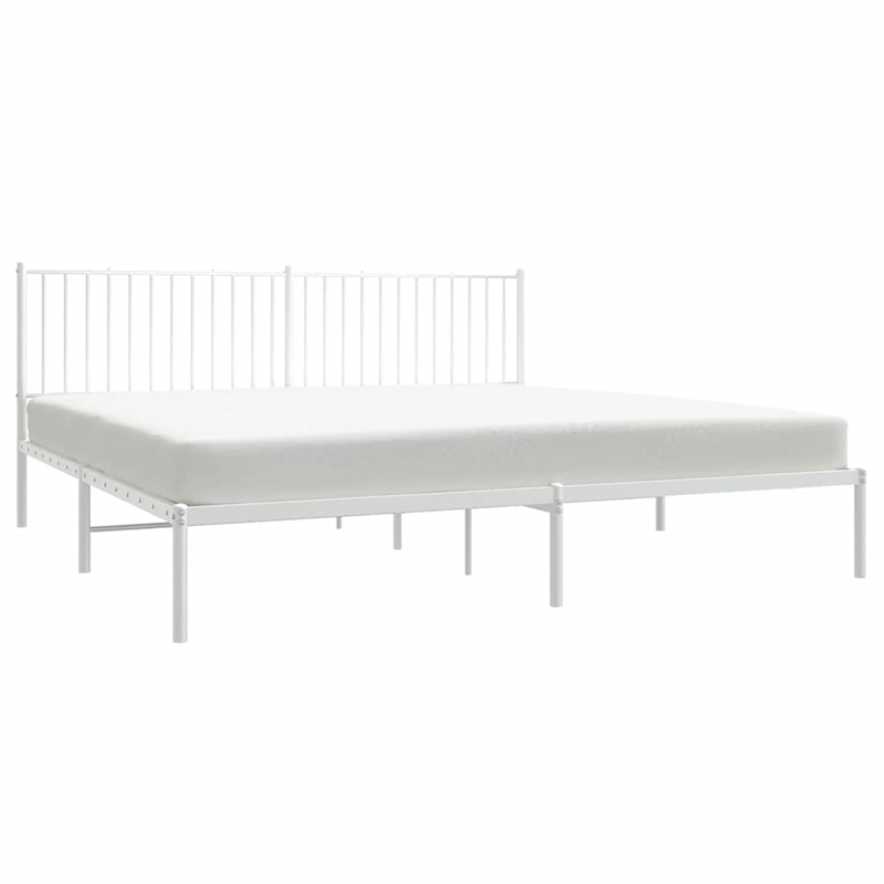 vidaXL 76 X 80 Powder-Coated Steel Bed Frame in White