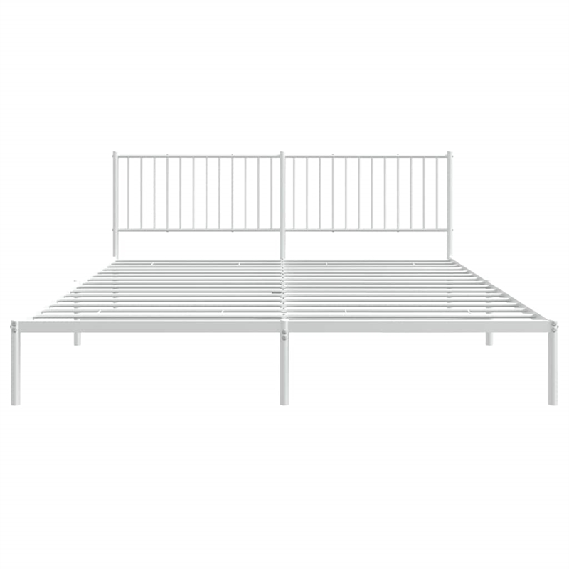 vidaXL 76 X 80 Powder-Coated Steel Bed Frame in White