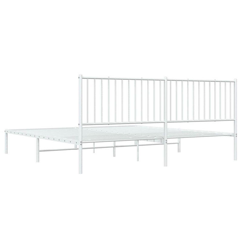 vidaXL 76 X 80 Powder-Coated Steel Bed Frame in White