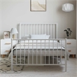 vidaXL Powder-Coated Steel Single Bed Frame in White