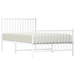vidaXL Powder-Coated Steel Single Bed Frame in White