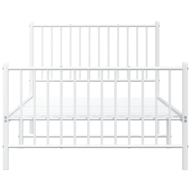 vidaXL Powder-Coated Steel Single Bed Frame in White