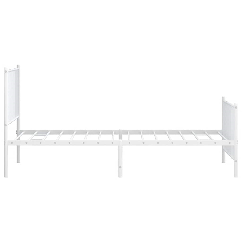 vidaXL Powder-Coated Steel Single Bed Frame in White