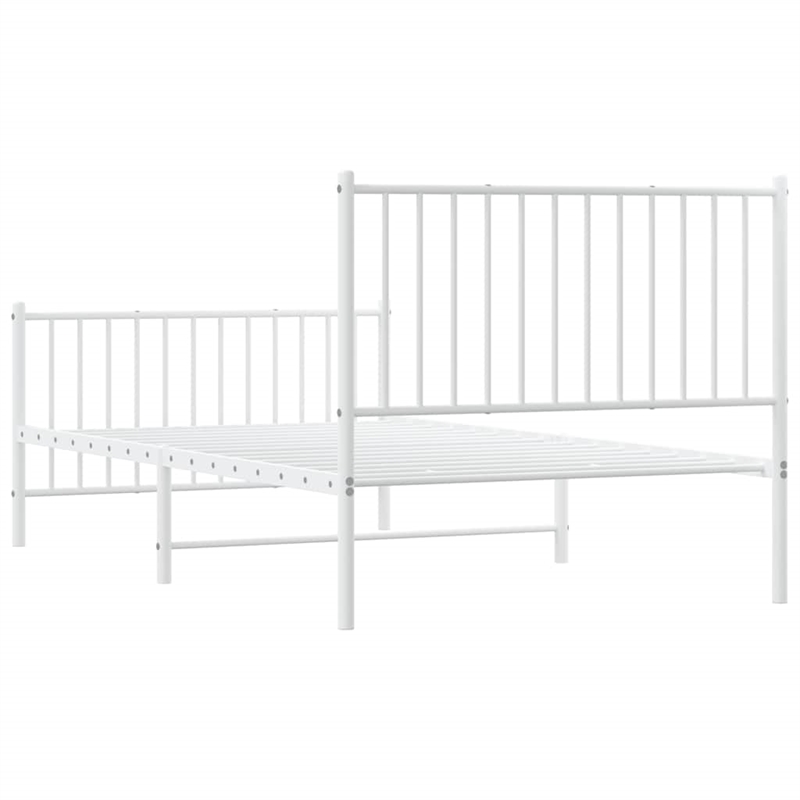 vidaXL Powder-Coated Steel Single Bed Frame in White