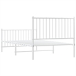 vidaXL Powder-Coated Steel Single Bed Frame in White
