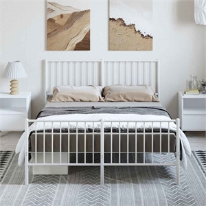vidaXL Powder-Coated Steel Full/Double Bed Frame in White