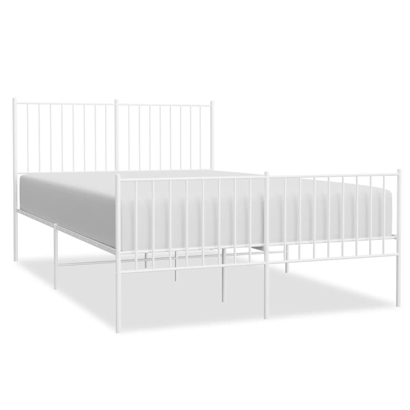 vidaXL Powder-Coated Steel Full/Double Bed Frame in White