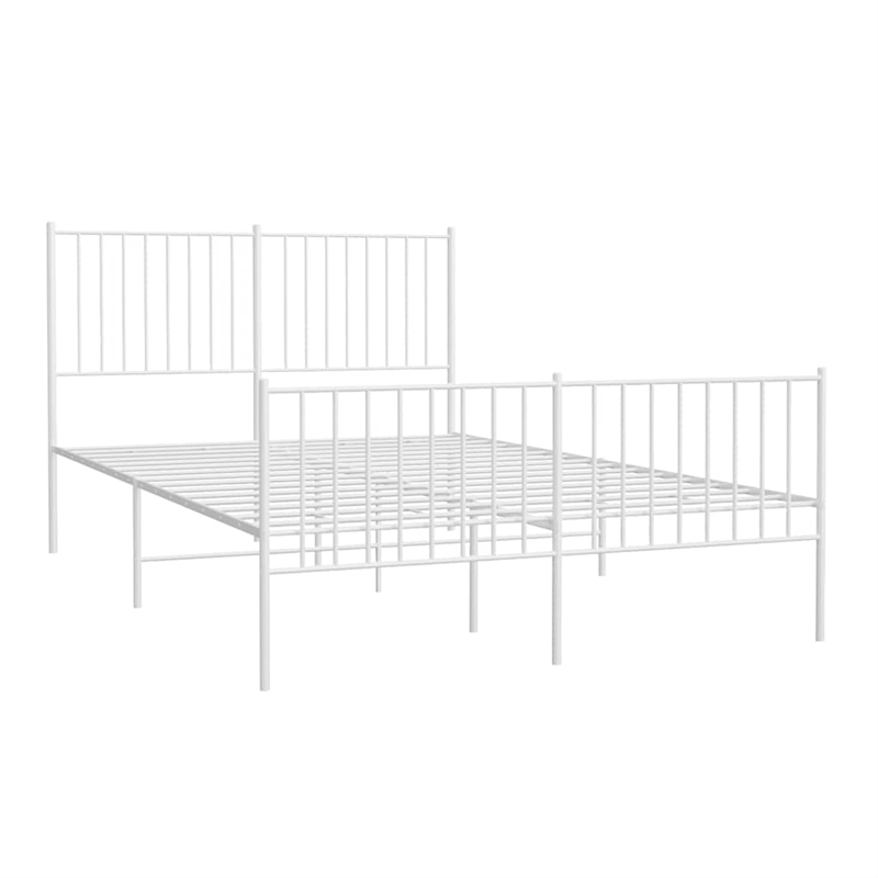 vidaXL Powder-Coated Steel Full/Double Bed Frame in White