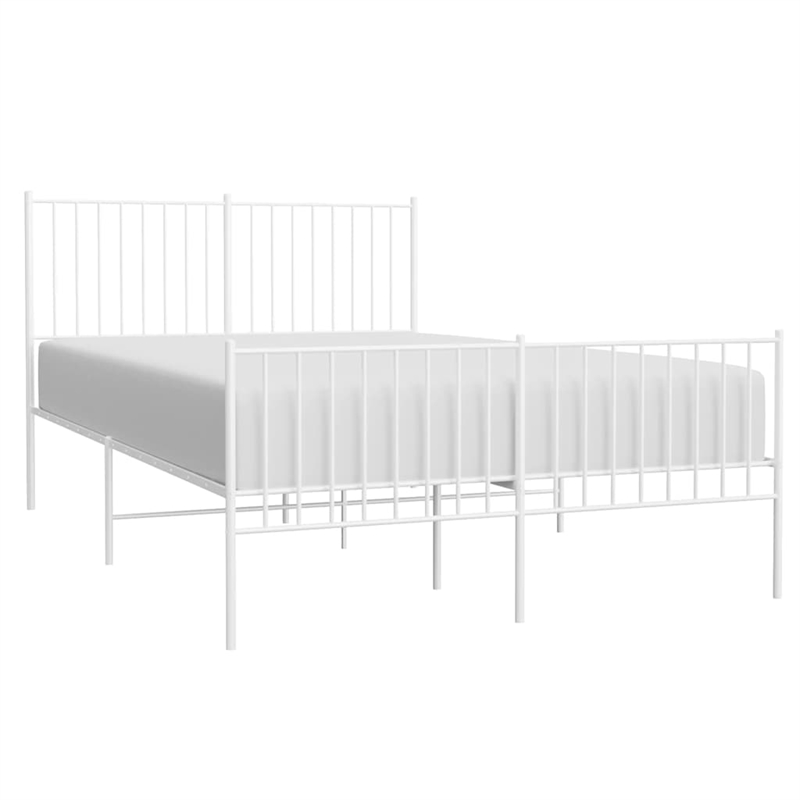 vidaXL Powder-Coated Steel Full/Double Bed Frame in White
