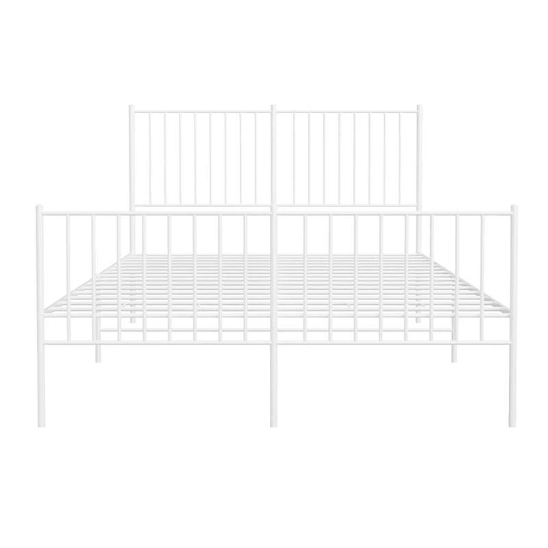 vidaXL Powder-Coated Steel Full/Double Bed Frame in White