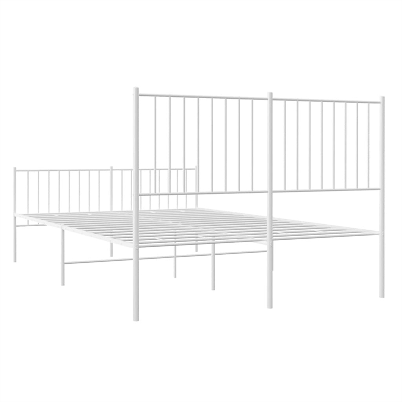 vidaXL Powder-Coated Steel Full/Double Bed Frame in White