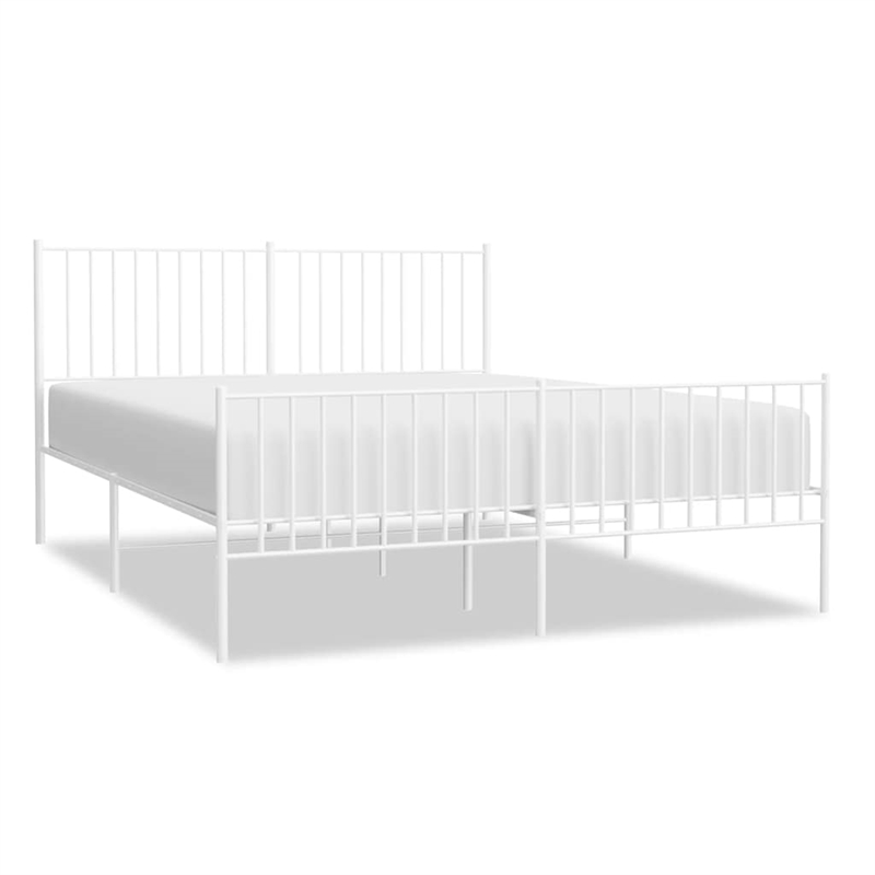 vidaXL Powder-Coated Steel King Size Bed Frame in White