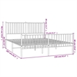 vidaXL Powder-Coated Steel King Size Bed Frame in White