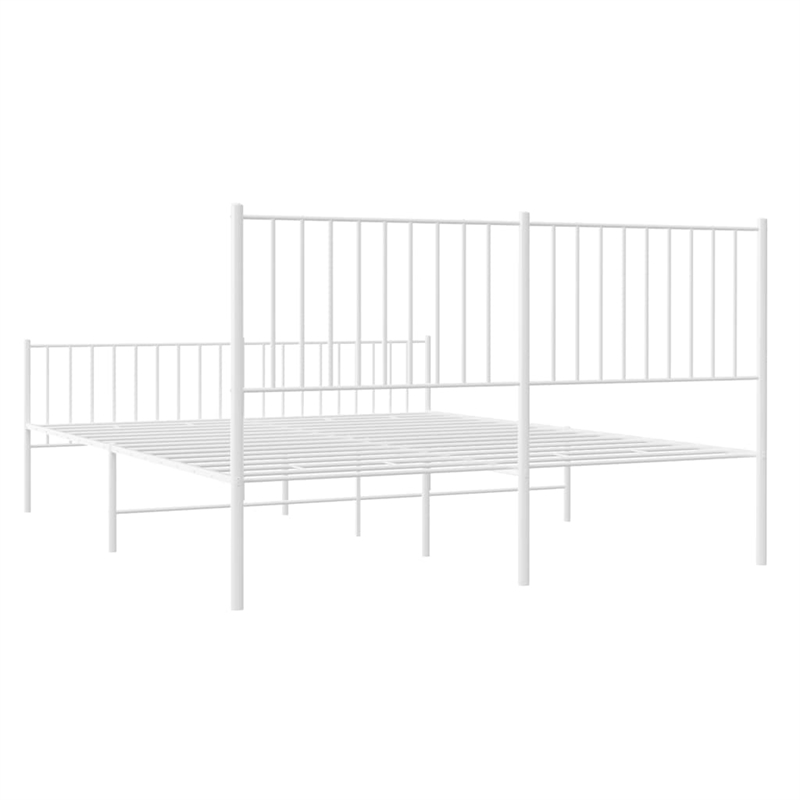 vidaXL Powder-Coated Steel King Size Bed Frame in White