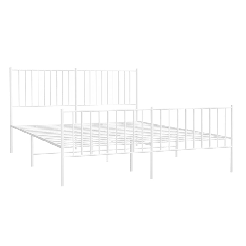vidaXL Powder-Coated Steel King Size Bed Frame in White