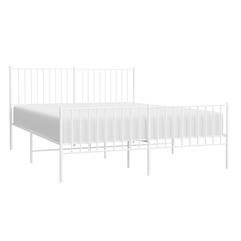 vidaXL Powder-Coated Steel King Size Bed Frame in White