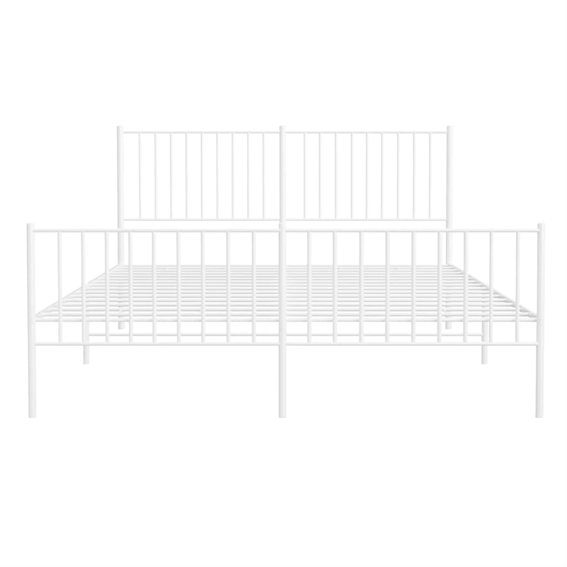 vidaXL Powder-Coated Steel King Size Bed Frame in White